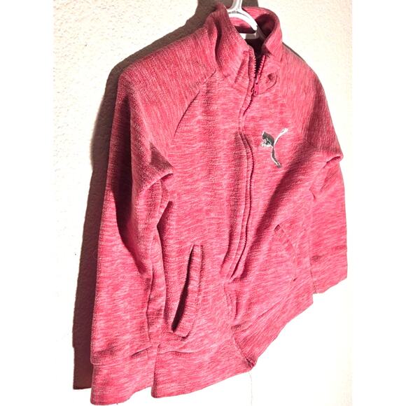 Puma Heather Pink Fleece Sweatshirt Jacket (Girls 8-10) - Picture 4 of 9
